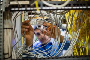 technician working with wires